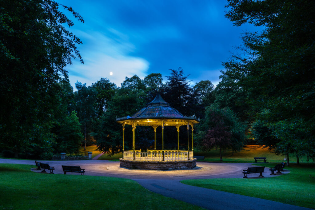 Hexham bandstand at night